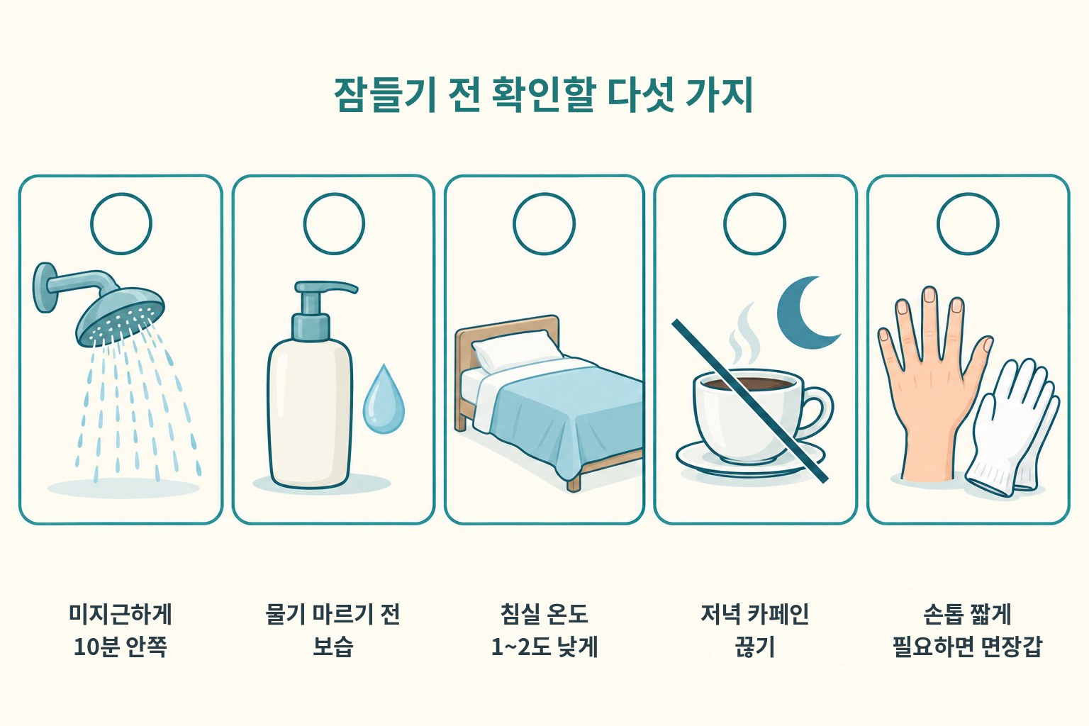 대전 아토피 환자가 잠들기 전 확인할 다섯 가지(샤워 온도·보습 시점·침실 온도·카페인·손톱) 점검표